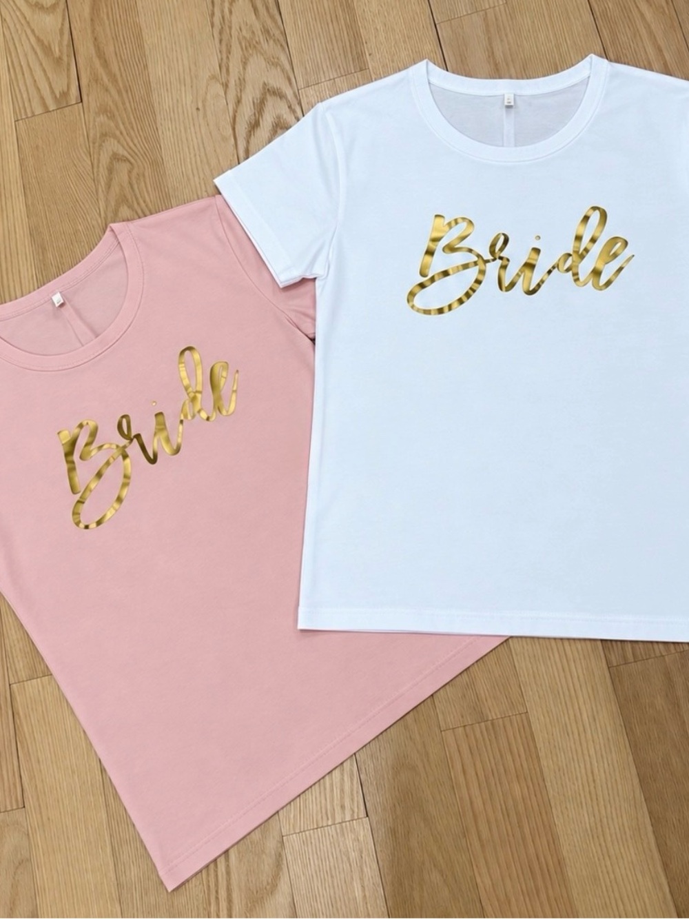 NWT (2) Bride Graphic Tee - Pink & White Tshirt Bachelorette Gold Set of 2
